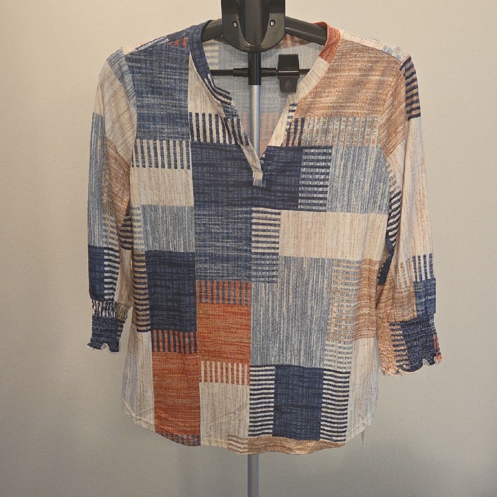 Lomon Womens Medium Top 3/4 Length Sleeve V Neck Business Casual Blouses NWT
